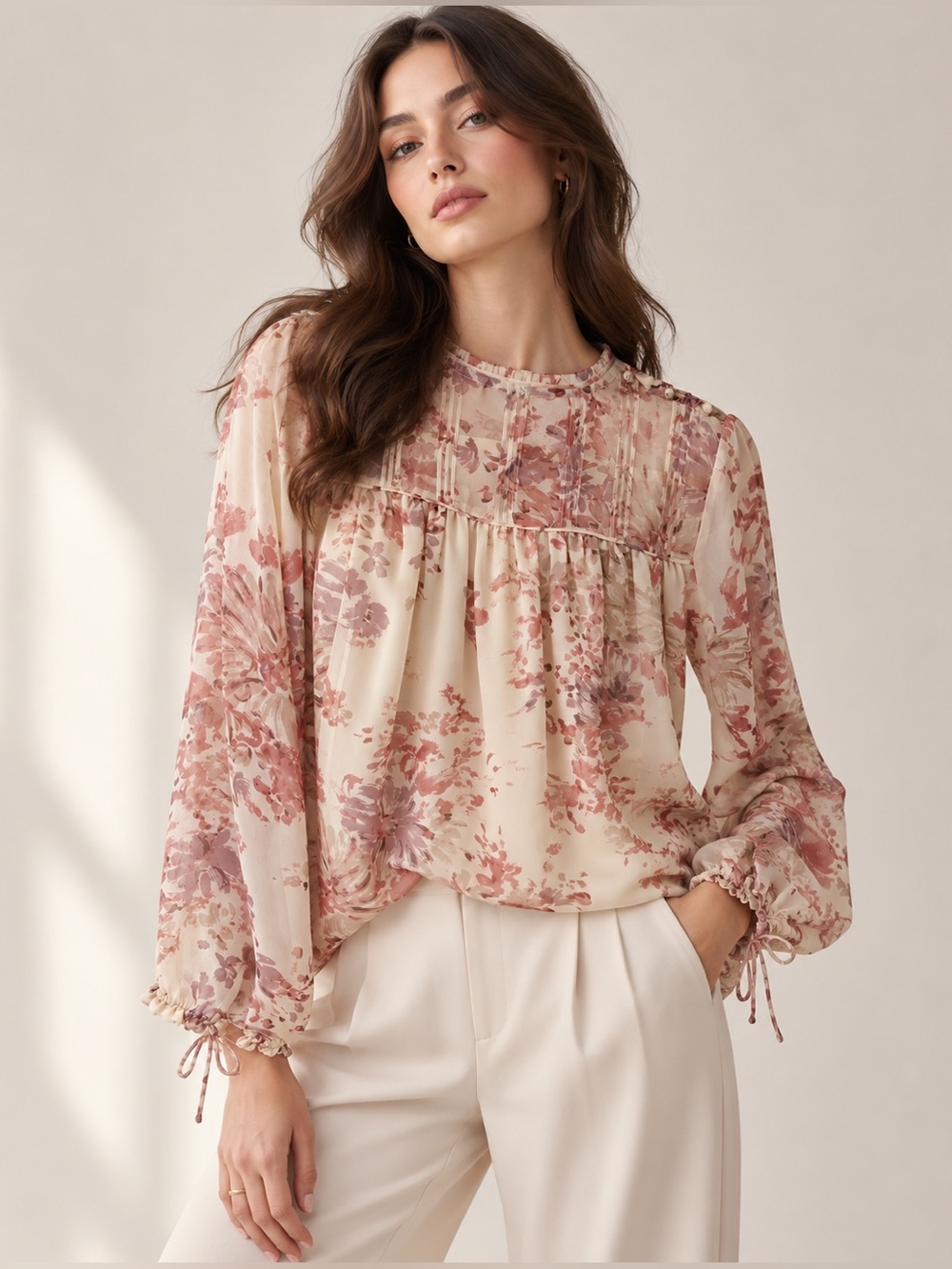 Wilfred Aritzia Lourdes Floral Blouse M Sheer Romantic Boho Top